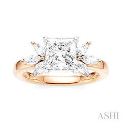 ASHI Princess Shape Semi-Mount Diamond Engagement Ring 198B3PPFHPW-SM-PN1