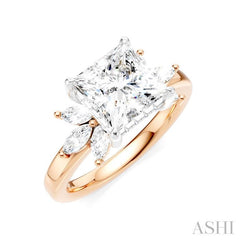ASHI Princess Shape Semi-Mount Diamond Engagement Ring 198B3PPFHPW-SM-PN2