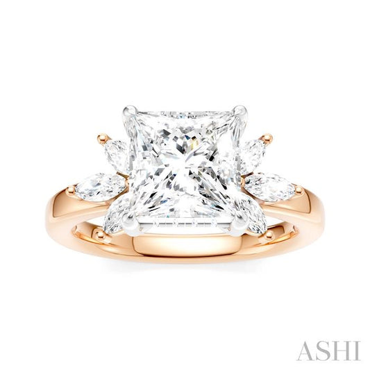 ASHI Princess Shape Semi-Mount Diamond Engagement Ring 198B3PPFHPW-SM-PN2
