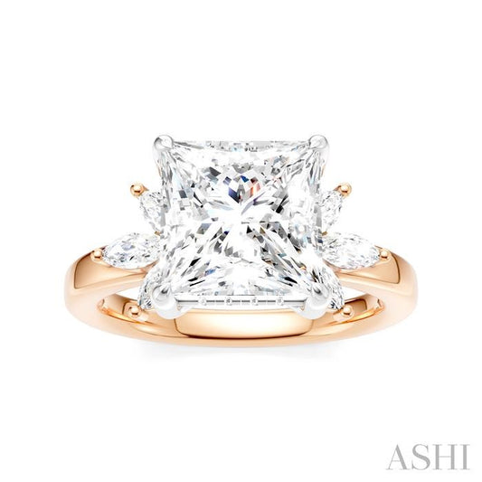 ASHI Princess Shape Semi-Mount Diamond Engagement Ring 198B3PPFHPW-SM-PN3