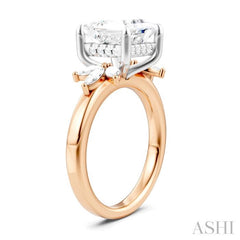 ASHI Princess Shape Semi-Mount Diamond Engagement Ring 198B3PPFHPW-SM-PN3
