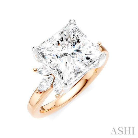 ASHI Princess Shape Semi-Mount Diamond Engagement Ring 198B3PPFHPW-SM-PN4