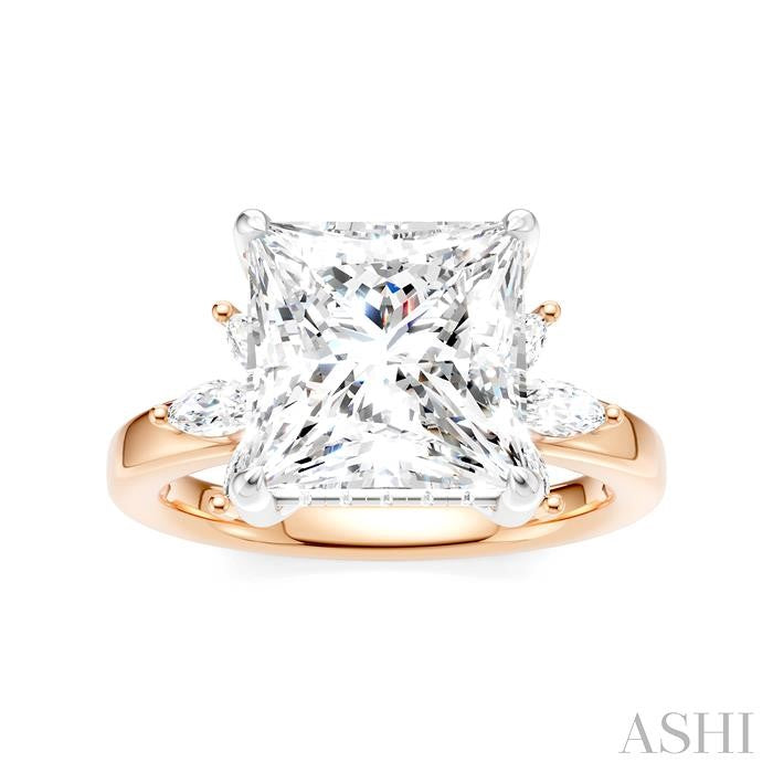 ASHI Princess Shape Semi-Mount Diamond Engagement Ring 198B3PPFHPW-SM-PN4