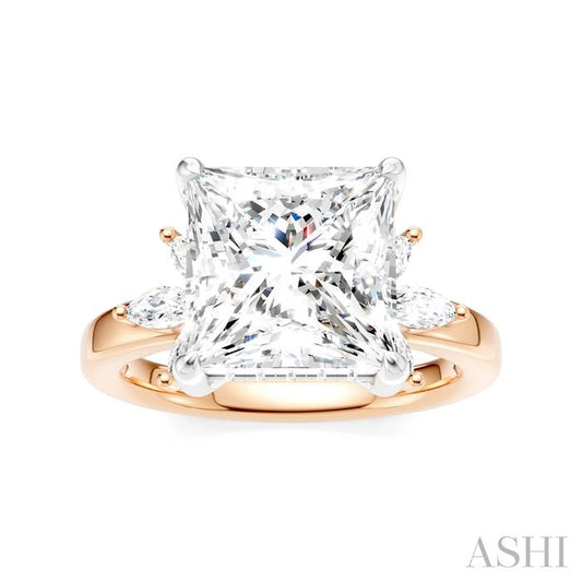 ASHI Princess Shape Semi-Mount Diamond Engagement Ring 198B3PPFHPW-SM-PN4