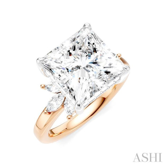 ASHI Princess Shape Semi-Mount Diamond Engagement Ring 198B3PPFHPW-SM-PN5