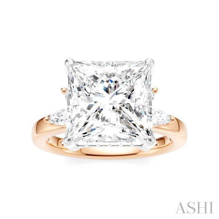 ASHI Princess Shape Semi-Mount Diamond Engagement Ring 198B3PPFHPW-SM-PN5