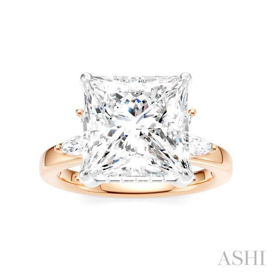 ASHI Princess Shape Semi-Mount Diamond Engagement Ring 198B3PPFHPW-SM-PN5