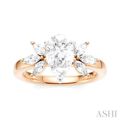 ASHI Pear Shape Semi-Mount Diamond Engagement Ring 198B3PPFHPW-SM-PR1