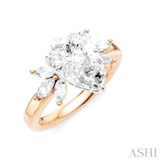 ASHI Pear Shape Semi-Mount Diamond Engagement Ring 198B3PPFHPW-SM-PR2