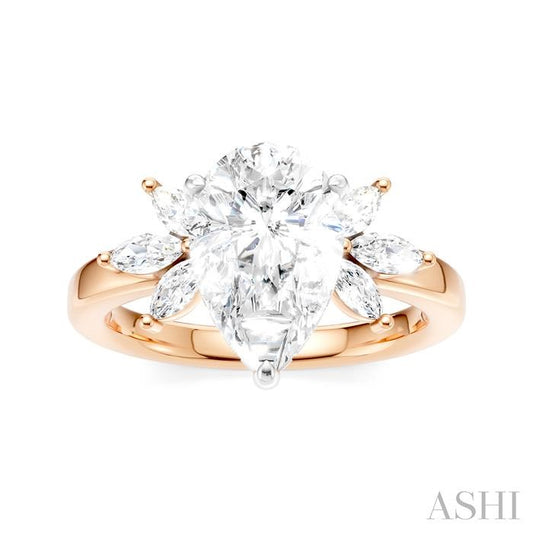 ASHI Pear Shape Semi-Mount Diamond Engagement Ring 198B3PPFHPW-SM-PR2