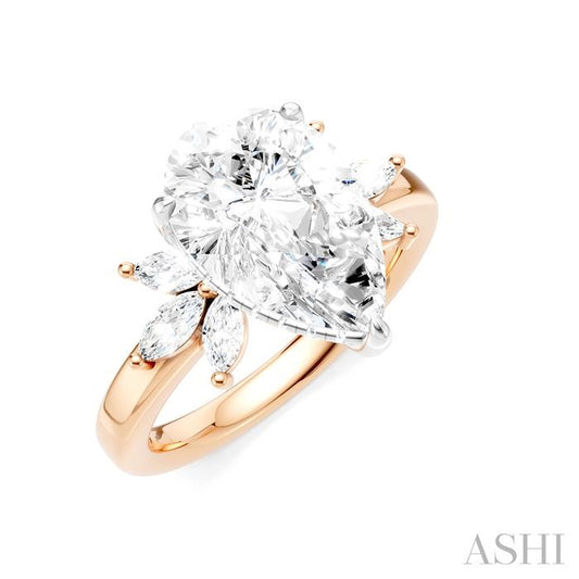ASHI Pear Shape Semi-Mount Diamond Engagement Ring 198B3PPFHPW-SM-PR3