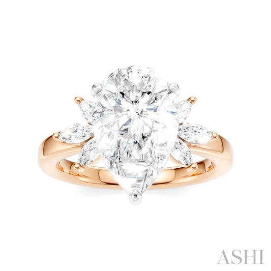 ASHI Pear Shape Semi-Mount Diamond Engagement Ring 198B3PPFHPW-SM-PR3