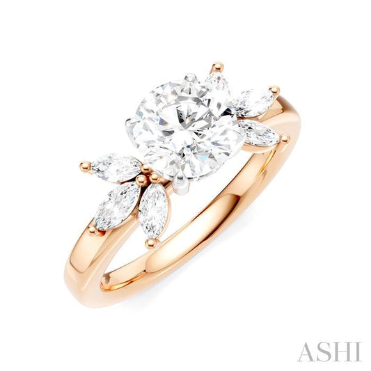 ASHI Round Shape Semi-Mount Diamond Engagement Ring 198B3PPFHPW-SM-RD1