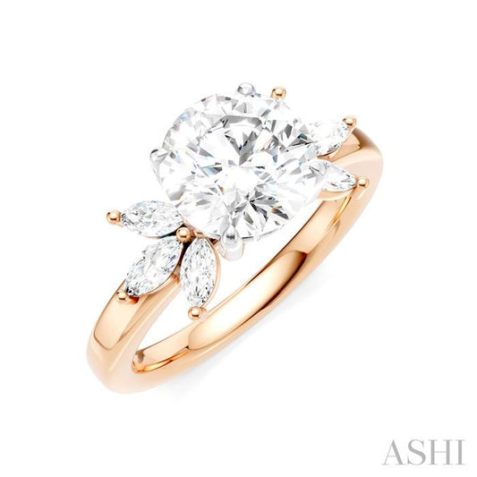 ASHI Round Shape Semi-Mount Diamond Engagement Ring 198B3PPFHPW-SM-RD2