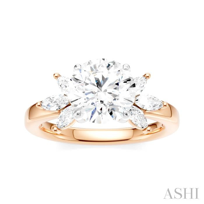 ASHI Round Shape Semi-Mount Diamond Engagement Ring 198B3PPFHPW-SM-RD2