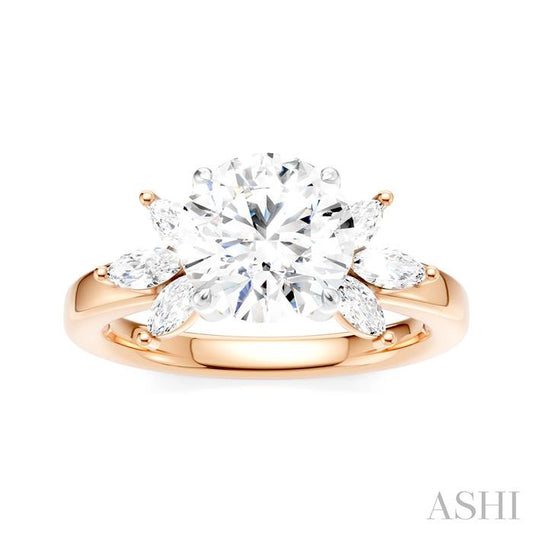 ASHI Round Shape Semi-Mount Diamond Engagement Ring 198B3PPFHPW-SM-RD2