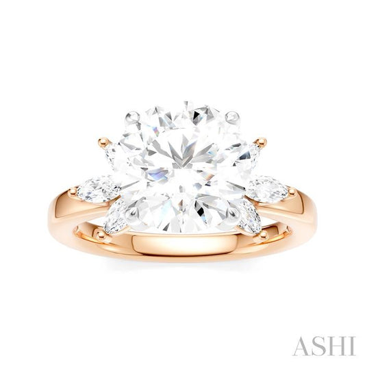 ASHI Round Shape Semi-Mount Diamond Engagement Ring 198B3PPFHPW-SM-RD3