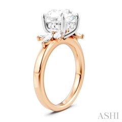 ASHI Round Shape Semi-Mount Diamond Engagement Ring 198B3PPFHPW-SM-RD3