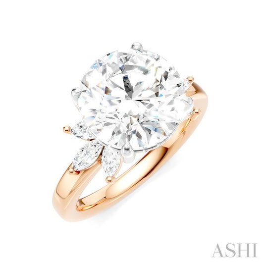 ASHI Round Shape Semi-Mount Diamond Engagement Ring 198B3PPFHPW-SM-RD4