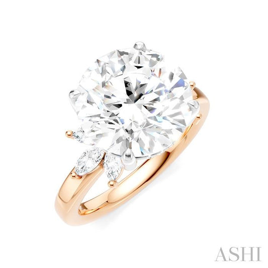 ASHI Round Shape Semi-Mount Diamond Engagement Ring 198B3PPFHPW-SM-RD5
