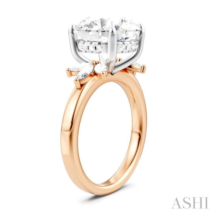 ASHI Round Shape Semi-Mount Diamond Engagement Ring 198B3PPFHPW-SM-RD5