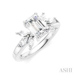 ASHI Emerald Shape Semi-Mount Diamond Engagement Ring 198B3PPFHWG-SM-EM1