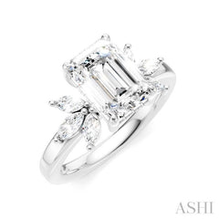 ASHI Emerald Shape Semi-Mount Diamond Engagement Ring 198B3PPFHWG-SM-EM2