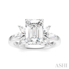 ASHI Emerald Shape Semi-Mount Diamond Engagement Ring 198B3PPFHWG-SM-EM2
