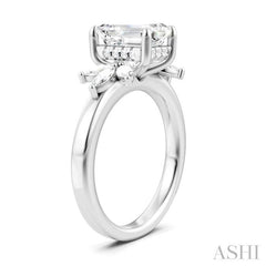 ASHI Emerald Shape Semi-Mount Diamond Engagement Ring 198B3PPFHWG-SM-EM2