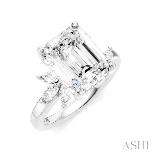 ASHI Emerald Shape Semi-Mount Diamond Engagement Ring 198B3PPFHWG-SM-EM3