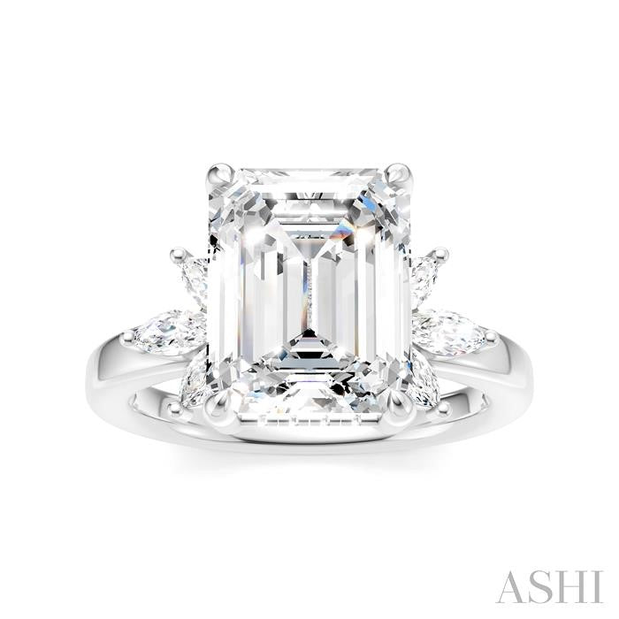 ASHI Emerald Shape Semi-Mount Diamond Engagement Ring 198B3PPFHWG-SM-EM3