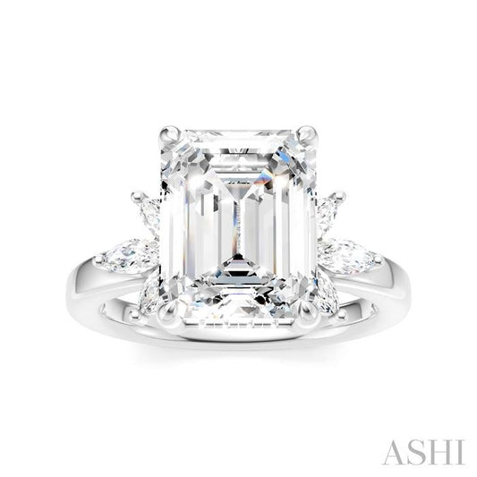 ASHI Emerald Shape Semi-Mount Diamond Engagement Ring 198B3PPFHWG-SM-EM3