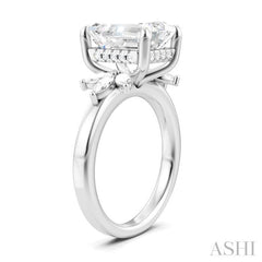 ASHI Emerald Shape Semi-Mount Diamond Engagement Ring 198B3PPFHWG-SM-EM3