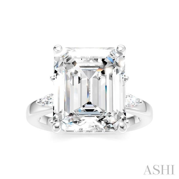 ASHI Emerald Shape Semi-Mount Diamond Engagement Ring 198B3PPFHWG-SM-EM5