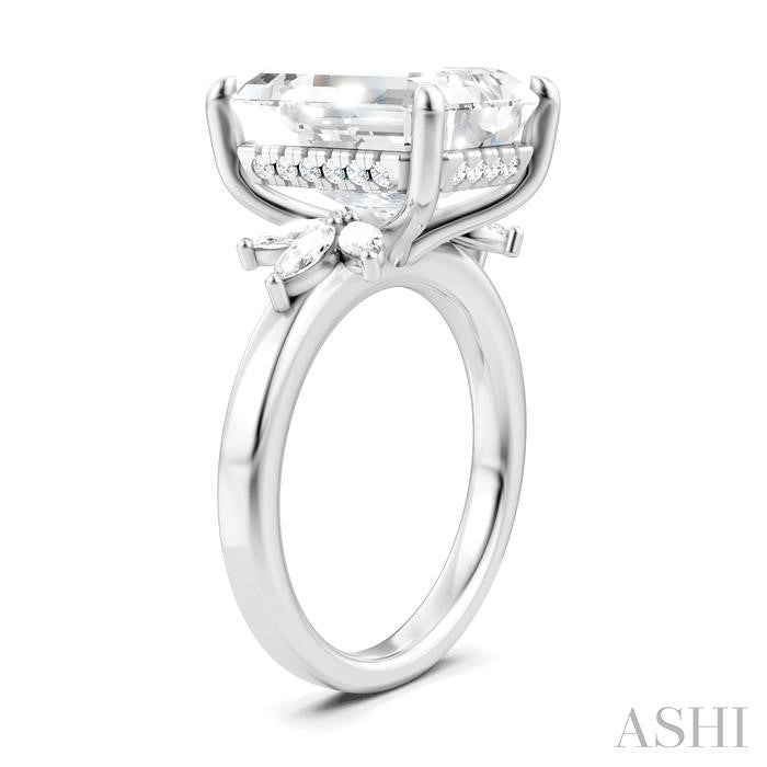 ASHI Emerald Shape Semi-Mount Diamond Engagement Ring 198B3PPFHWG-SM-EM5