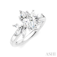 ASHI Marquise Shape Semi-Mount Diamond Engagement Ring 198B3PPFHWG-SM-MQ1