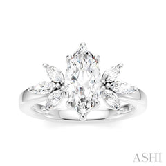 ASHI Marquise Shape Semi-Mount Diamond Engagement Ring 198B3PPFHWG-SM-MQ1
