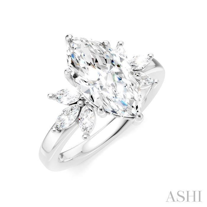 ASHI Marquise Shape Semi-Mount Diamond Engagement Ring 198B3PPFHWG-SM-MQ2