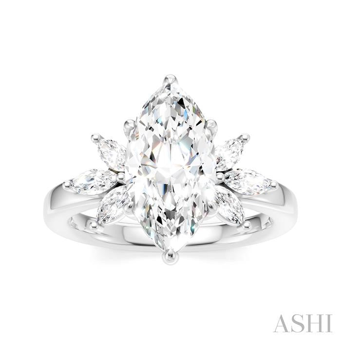 ASHI Marquise Shape Semi-Mount Diamond Engagement Ring 198B3PPFHWG-SM-MQ2