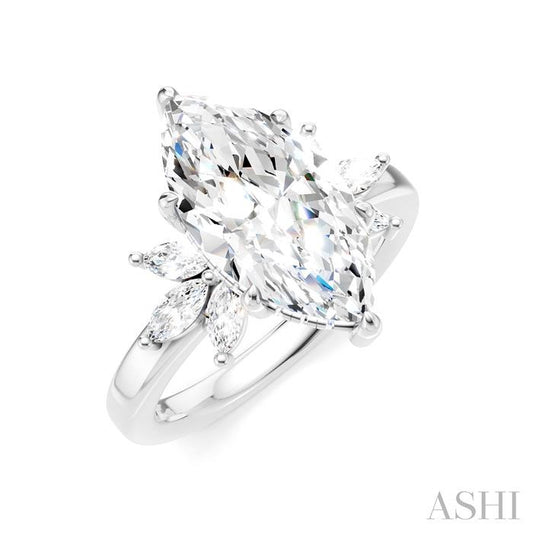 ASHI Marquise Shape Semi-Mount Diamond Engagement Ring 198B3PPFHWG-SM-MQ3