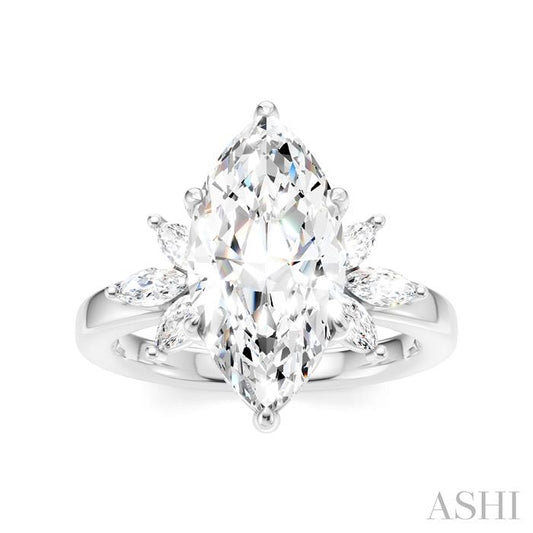 ASHI Marquise Shape Semi-Mount Diamond Engagement Ring 198B3PPFHWG-SM-MQ3
