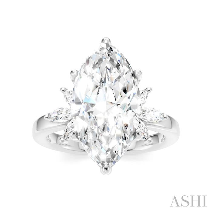 ASHI Marquise Shape Semi-Mount Diamond Engagement Ring 198B3PPFHWG-SM-MQ4