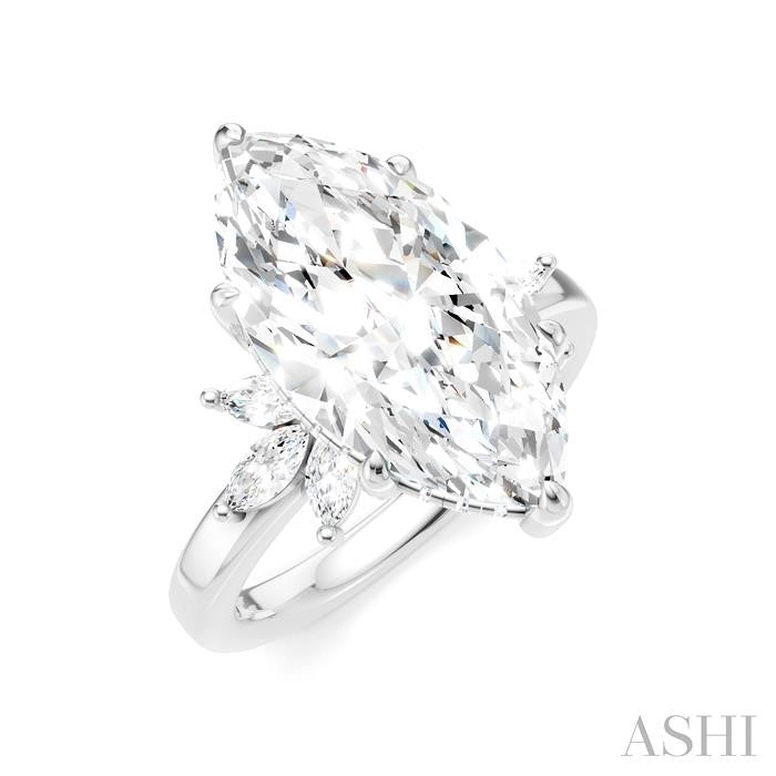 ASHI Marquise Shape Semi-Mount Diamond Engagement Ring 198B3PPFHWG-SM-MQ5