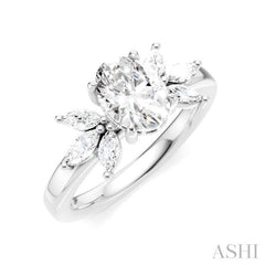 ASHI Oval Shape Semi-Mount Diamond Engagement Ring 198B3PPFHWG-SM-OV1