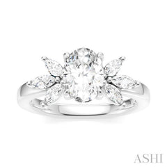 ASHI Oval Shape Semi-Mount Diamond Engagement Ring 198B3PPFHWG-SM-OV1
