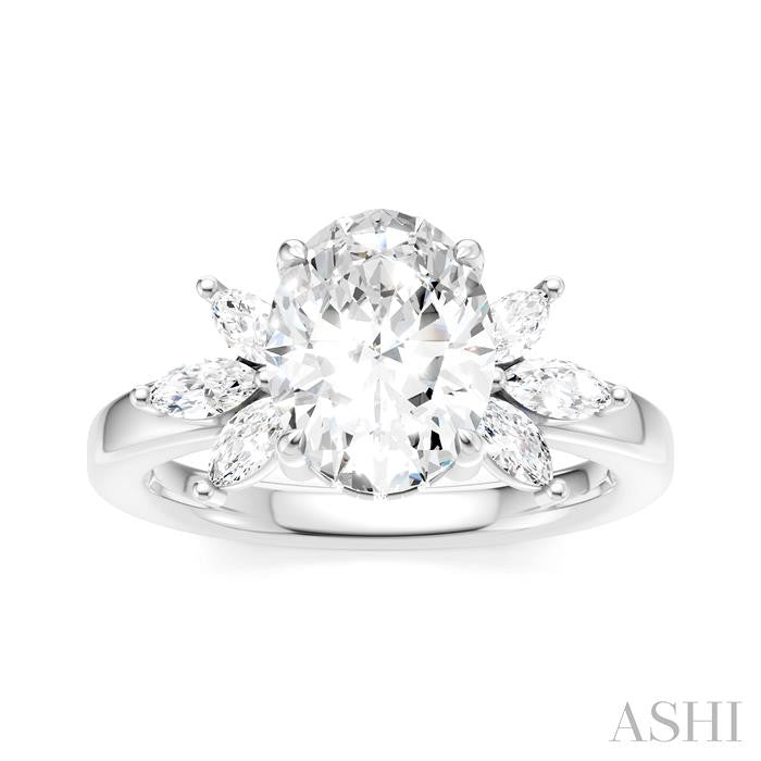 ASHI Oval Shape Semi-Mount Diamond Engagement Ring 198B3PPFHWG-SM-OV2