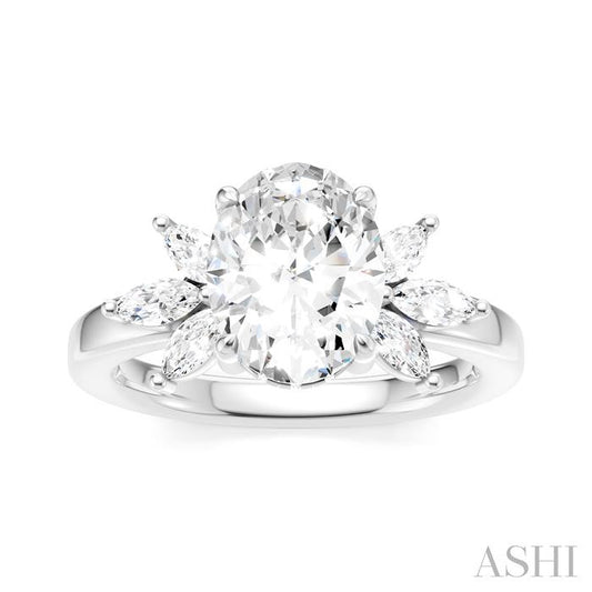 ASHI Oval Shape Semi-Mount Diamond Engagement Ring 198B3PPFHWG-SM-OV2