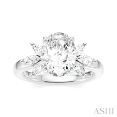ASHI Oval Shape Semi-Mount Diamond Engagement Ring 198B3PPFHWG-SM-OV2