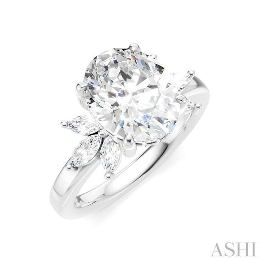 ASHI Oval Shape Semi-Mount Diamond Engagement Ring 198B3PPFHWG-SM-OV3
