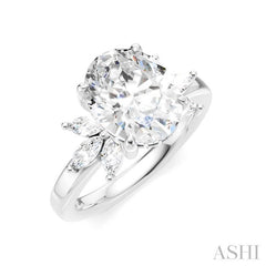 ASHI Oval Shape Semi-Mount Diamond Engagement Ring 198B3PPFHWG-SM-OV3